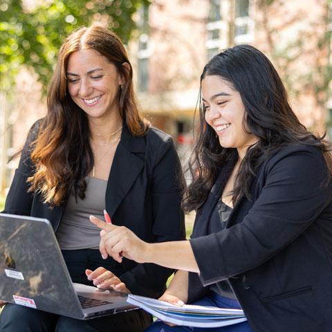 Students working on campus